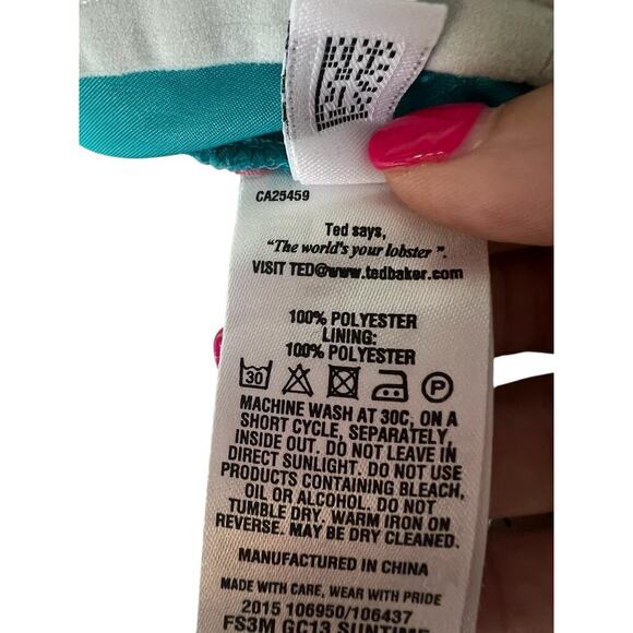 Ted Baker London Teal White Lobster Embroidered Swim Shorts 6 (XXL) - Picture 13 of 14